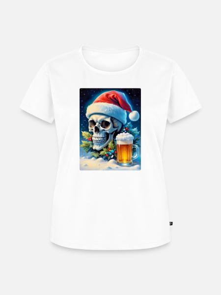 Weihnachten Skull Bier 1.7 - Frauen Premium Bio T-Shirt - Weiß