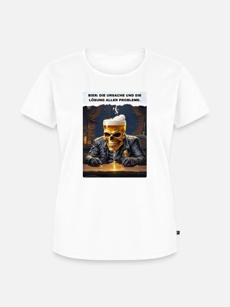 Bier Experte Skull 1.2 - Frauen Premium Bio T-Shirt - Weiß