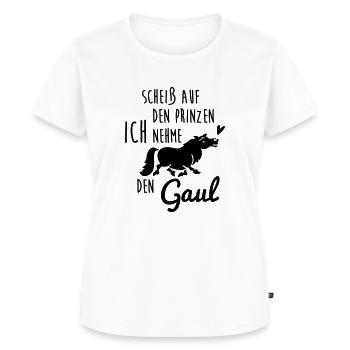 Scheiß auf den Prinzen ich nehme den Gaul - Frauen Premium Bio T-Shirt - Weiß - Vorne - AI Model Female 172 dark (172cm)