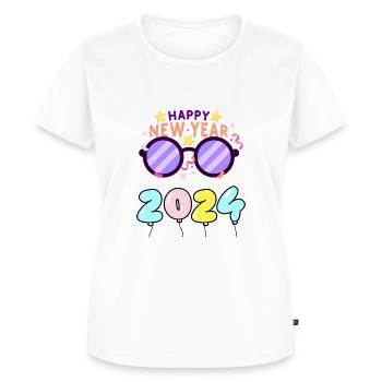 Bonne Année 2024 Lunettes - T-shirt Premium bio Femme - blanc - Devant - AI Model Female 172 dark (172cm)