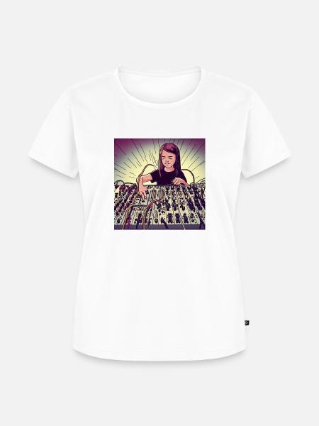 Synthesizer-Mädchen - Frauen Premium Bio T-Shirt - Weiß