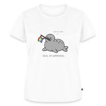 Lustige Pride Robbe - Frauen Premium Bio T-Shirt - Weiß - Vorne - AI Model Female 172 dark (172cm)