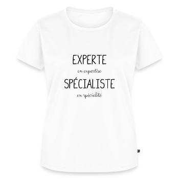 Experte en expertise Spécialiste en spécialité - T-shirt Premium bio Femme - blanc - Devant - AI Model Female 172 dark (172cm)