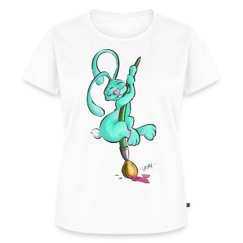Zeichnerbunny mit Pinsel - Frauen Premium Bio T-Shirt - Weiß - Vorne - AI Model Female 172 dark (172cm)