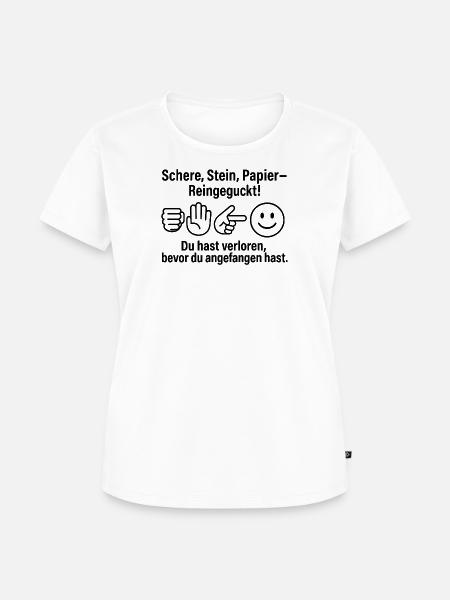 Reingeckt: Schere Stein Papier - Frauen Premium Bio T-Shirt - Weiß