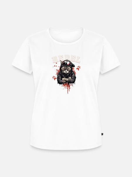 Rebel Cat - Frauen Premium Bio T-Shirt - Weiß