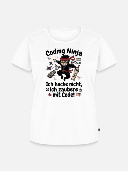 Coder Ninja Programmierer Humor - Frauen Premium Bio T-Shirt - Weiß