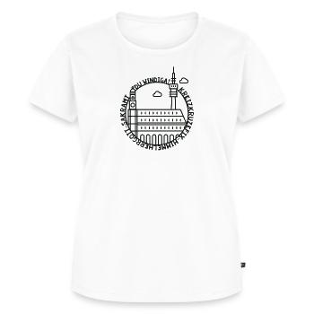 München Wahrzeichen Gschimpft - Frauen Premium Bio T-Shirt - Weiß - Vorne - AI Model Female 172 dark (172cm)