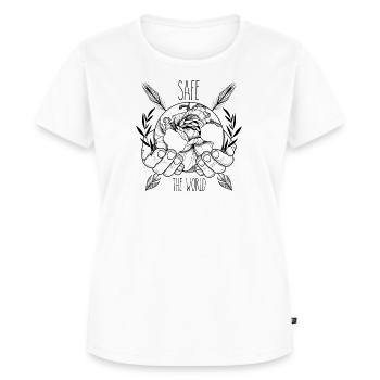 Safe the world - Frauen Premium Bio T-Shirt - Weiß - Vorne - AI Model Female 172 dark (172cm)