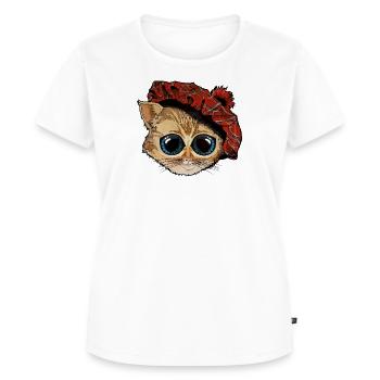 Tête de chat avec chapeau écossais - T-shirt Premium bio Femme - blanc - Devant - AI Model Female 172 dark (172cm)