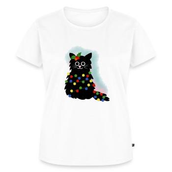 Weihnachts Katze - Frauen Premium Bio T-Shirt - Weiß - Vorne - AI Model Female 172 dark (172cm)