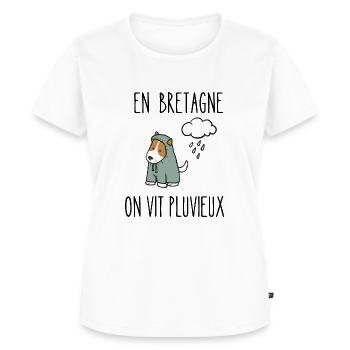 en bretagne on vit pluvieux - T-shirt Premium bio Femme - blanc - Devant - AI Model Female 172 dark (172cm)