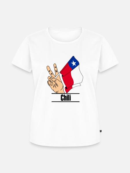 Flagge Chile Friedenszeichen Text 'Chile' - Frauen Premium Bio T-Shirt - Weiß