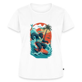 Surf Gorilla: L’illustration de la vague rétro - T-shirt Premium bio Femme - blanc - Devant - AI Model Female 172 dark (172cm)