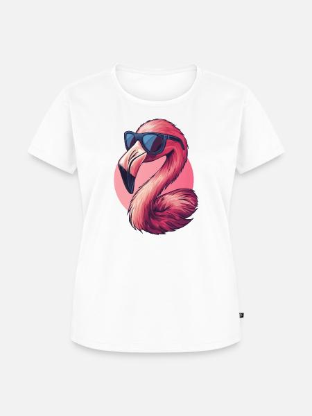 Flamingo Vogel mit Sonnenbrille :) - Frauen Premium Bio T-Shirt - Weiß
