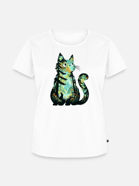Waldkatze im Blütenmeer - Frauen Premium Bio T-Shirt - Weiß