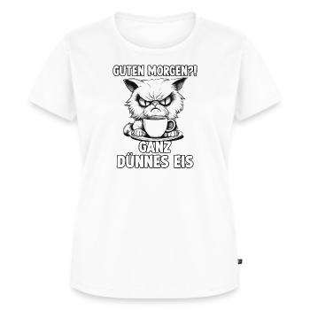 Katzen Spruch Schlafshirt Morgenmuffel Geschenk - Frauen Premium Bio T-Shirt - Weiß - Vorne - AI Model Female 172 dark (172cm)