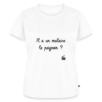 Il a un malaise le peignoir ? Les Bronzés ☀️ Culte - T-shirt Premium bio Femme - blanc - Devant - AI Model Female 172 dark (172cm)