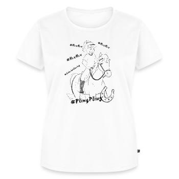Bibi auf Sabrina Line Art #PlingPling - Frauen Premium Bio T-Shirt - Weiß - Vorne - AI Model Female 172 dark (172cm)