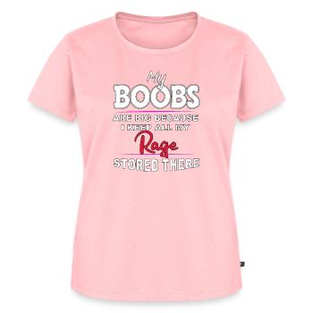 Boobs Are Big Because I stored All My Rage there - Frauen Premium Bio T-Shirt - Rosa - Vorne - AI Model Female 172 dark (172cm)