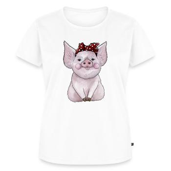 Schwein Bandana - Frauen Premium Bio T-Shirt - Weiß - Vorne - AI Model Female 172 dark (172cm)