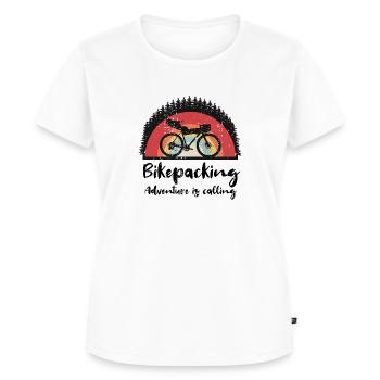 Bikepacking Aventure Gravelbike Vélo Vélo Voyage à vélo - T-shirt Premium bio Femme - blanc - Devant - AI Model Female 172 dark (172cm)