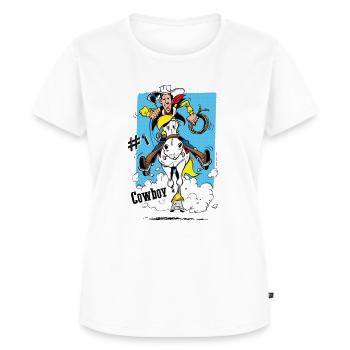 Lucky Luke Cowboy Und Jolly Auf Tour - Frauen Premium Bio T-Shirt - Weiß - Vorne - AI Model Female 172 dark (172cm)