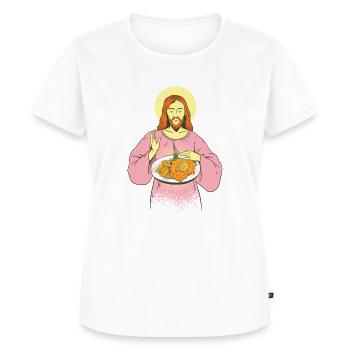 Schnitzel Erlöser - Frauen Premium Bio T-Shirt - Weiß - Vorne - AI Model Female 172 dark (172cm)