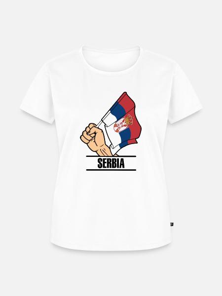 Flagge Serbien erster Text SERBIEN - Frauen Premium Bio T-Shirt - Weiß