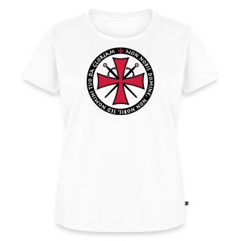 TemplerKreuz Non Nobis Domine Crusader Ritterkreuz - Frauen Premium Bio T-Shirt - Weiß - Vorne - AI Model Female 172 dark (172cm)