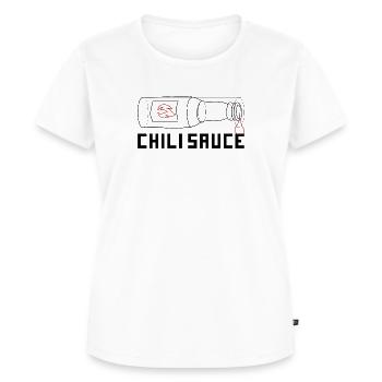 Sauce chili, chaude au cœur - T-shirt Premium bio Femme - blanc - Devant - AI Model Female 172 dark (172cm)