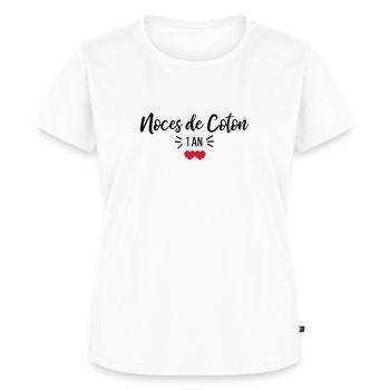 noces de Coton - T-shirt Premium bio Femme - blanc - Devant - AI Model Female 172 dark (172cm)