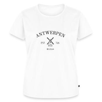 Anvers - Belgique - Escaut - Souvenir - Voyage - T-shirt Premium bio Femme - blanc - Devant - AI Model Female 172 dark (172cm)