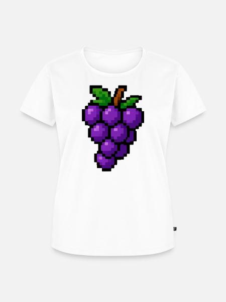 Weintrauben Pixel Obst - Frauen Premium Bio T-Shirt - Weiß