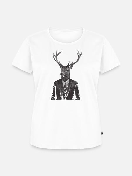 Hirsch im maßgeschneiderten Anzug - Frauen Premium Bio T-Shirt - Weiß