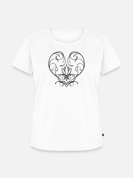 Herz Blumenranke - Frauen Premium Bio T-Shirt - Weiß