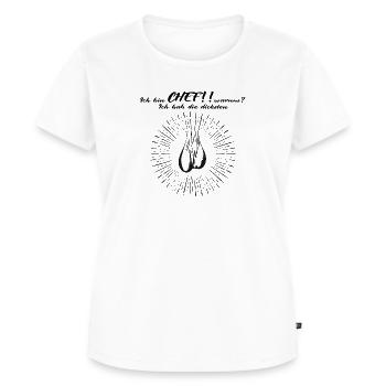 Ich bin Chef Eier Hoden Sprüche - Frauen Premium Bio T-Shirt - Weiß - Vorne - AI Model Female 172 dark (172cm)