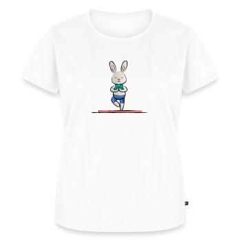 Yoga-Hase - Frauen Premium Bio T-Shirt - Weiß - Vorne - AI Model Female 172 dark (172cm)