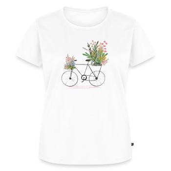 Fahrrad voll mit Blumen - Frauen Premium Bio T-Shirt - Weiß - Vorne - AI Model Female 172 dark (172cm)