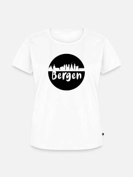 bergen,skyline,kreis,schwarz,norwegen - Frauen Premium Bio T-Shirt - Weiß