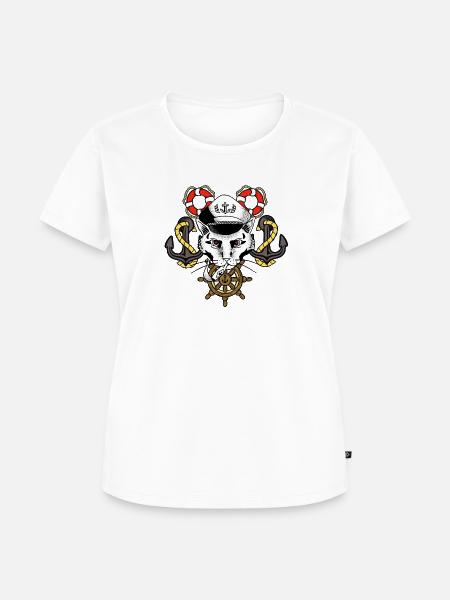 Matrosen Cat Anker - Frauen Premium Bio T-Shirt - Weiß