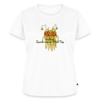 Sprich wie ein Pirat Tag - Pastafari - Frauen Premium Bio T-Shirt - Weiß - Vorne - AI Model Female 172 dark (172cm)