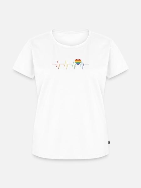 Gay Pride Regenbogenherz - Frauen Premium Bio T-Shirt - Weiß