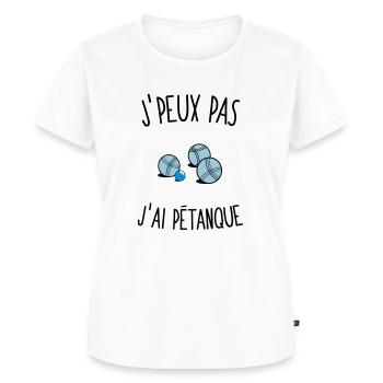 J'peux pas j'ai petanque - T-shirt Premium bio Femme - blanc - Devant - AI Model Female 172 dark (172cm)