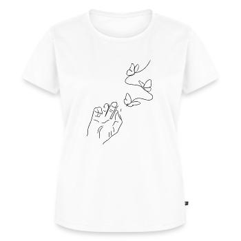 Butterfly Hand Line Art - Minimalist - Women's Premium Organic T-shirt - white - Front - AI Model Female 172 dark (172cm)