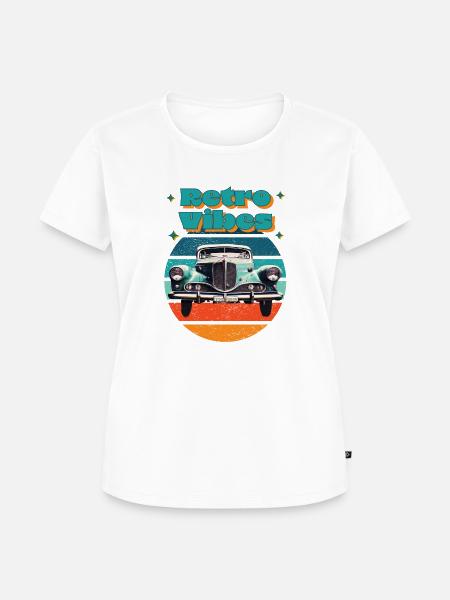 Retro Vibes Car - Frauen Premium Bio T-Shirt - Weiß