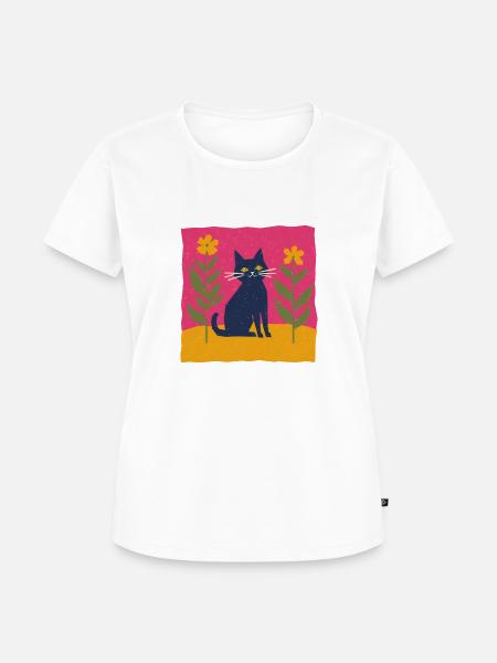 Katze im Blumenbeet - Frauen Premium Bio T-Shirt - Weiß