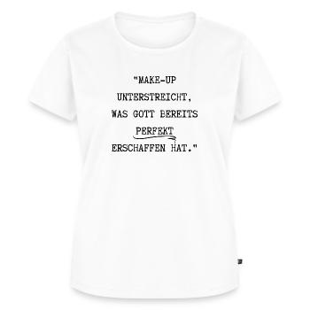 Parfaitement réalisé - T-shirt Premium bio Femme - blanc - Devant - AI Model Female 172 dark (172cm)