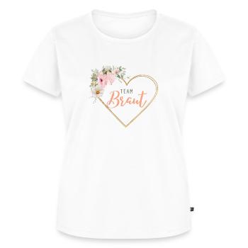 Team Braut! Herz-Blumen, personalisierbar - Frauen Premium Bio T-Shirt - Weiß - Vorne - AI Model Female 172 dark (172cm)