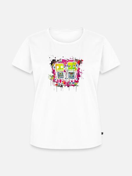 Farbenfrohes Roboter-Duo - Frauen Premium Bio T-Shirt - 